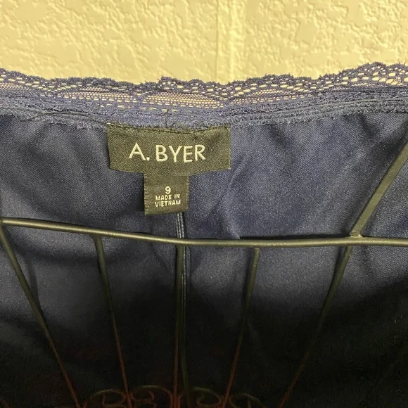 A.Byer  Blue Floral Long Sleeve 2 Piece Pleated Prom Dress - Picture 4 of 15